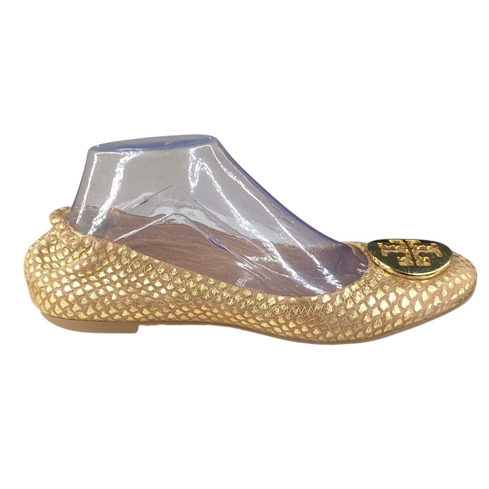 Tory Burch Women’s Gold Python Embossed Ballet Flats Size US 7.5